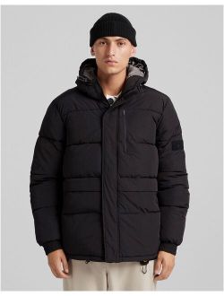 hooded puffer jacket in black