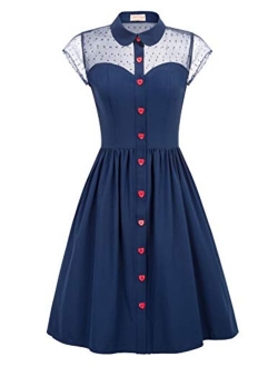 Women's 1950s Polka Dots Vintage Swing Dresses with Pockets