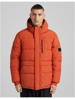 Hooded Puffer Jacket In Red