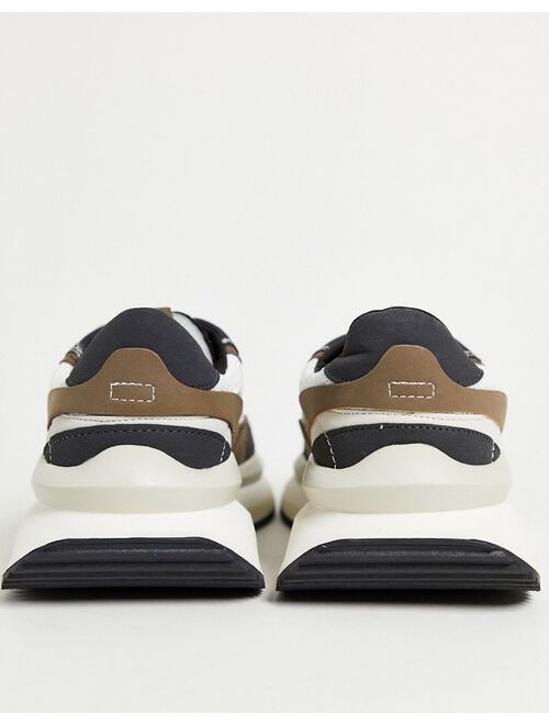 Bershka sneakers in cream and gray