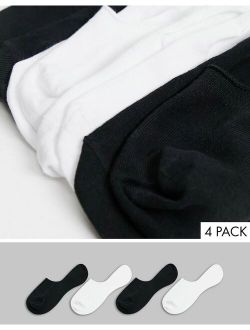sneaker socks 4-pack in black and white