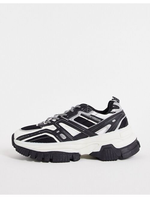 Bershka chunky sneakers with black and white detailing