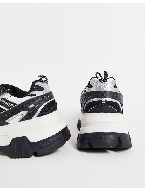 Bershka chunky sneakers with black and white detailing