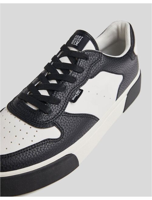 Bershka sneakers in white with silver and black contrasts