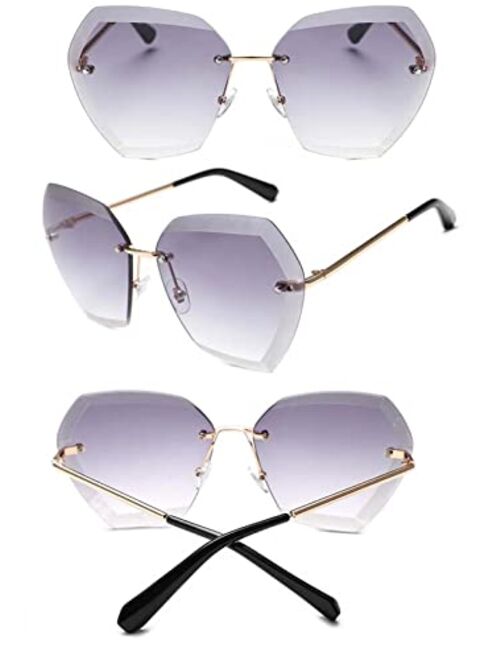 AMFG Frameless Cut- Edge Sunglasses Retro Popular Men' s and Women' s Glasses, Outdoor Sun- Shading Beach Sun- Proof Glasses (Color : E, Size : Medium)