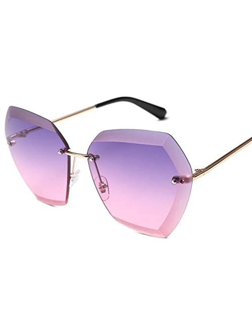 AMFG Frameless Cut- Edge Sunglasses Retro Popular Men' s and Women' s Glasses, Outdoor Sun- Shading Beach Sun- Proof Glasses (Color : E, Size : Medium)