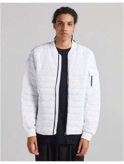 quilted bomber jacket in white