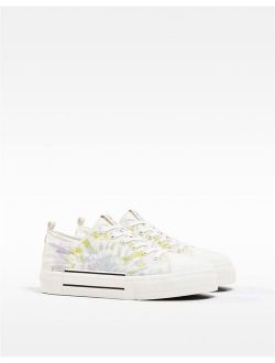 sneakers with tie dye in white