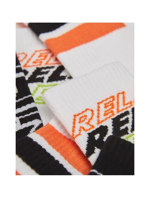 Bershka 3-pack socks with stripe and relax print in black