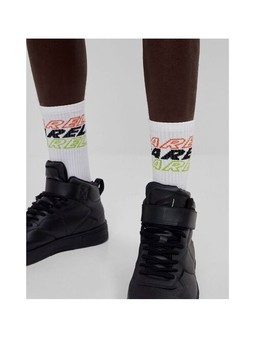 Bershka 3-pack socks with stripe and relax print in black