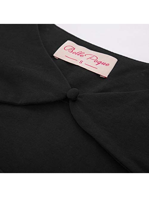Belle Poque Women’s Hollowed-Out Tops 1950s Retro Vintage Short Sleeve Cotton Blouse