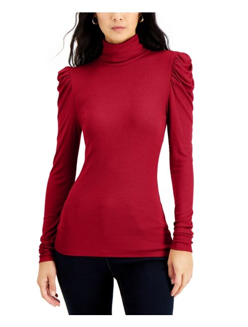 INC International Concepts Puff-Sleeve Turtleneck Top, Created for Macy's