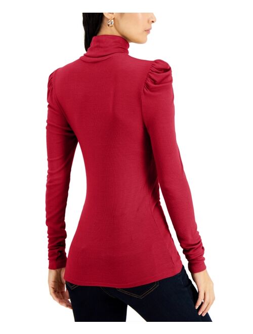 INC International Concepts Puff-Sleeve Turtleneck Top, Created for Macy's
