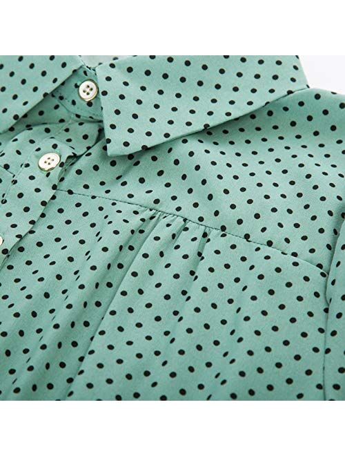 Belle Poque Women's Polka Dots Shirt Tops 1950s Retro Short Sleeve Blouse Tops