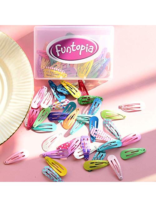 Toddler Hair Clips, Funtopia 80 Pcs (1.2 Inch, 3cm) Cute Mini Snap Hair Clips for Baby Girls Kids, Colorful Small Snap Barrettes Metal Hair Clips for Fine Hair