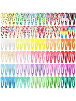 Hair Clips for Girls, Funtopia 120 Pcs 2 Inch Snap Hair Clips Barrettes No Slip Metal Hair Pins, Colorful Animal Fruit Rainbow Clips for Baby Kids Girls Women, 40 Assorte