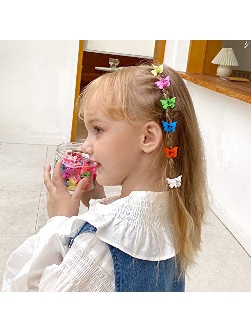 Butterfly Hair Clips for Girls Women, Funtopia 72Pcs Small Hair Claw Clips with Box Package, Cute Non Slip Mini Plastic Jaw Clips, 18 Assorted Colors