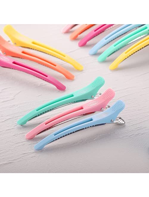 Hair Clips for Styling Sectioning, Funtopia 12 Pack Non Slip Long Alligator Hair Clips with Silicone Band, Professional Salon Hair Clips for Women Girls, Colorful Hair Cu