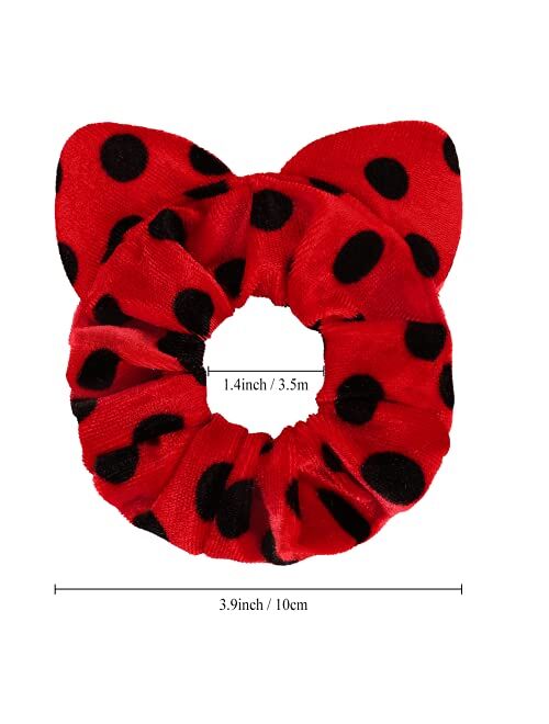 Mouse Ear Scrunchies for Hair, Funtopia 9 Pcs Cute Velvet Scrunchies for Women Girls Kids, Fashion Colorful Scrunchy Hair Ties Ponytail Holders for Birthday Party Gift