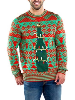 Fair Isle Ugly Christmas Sweaters for Men Featuring Winter Woodland Animals