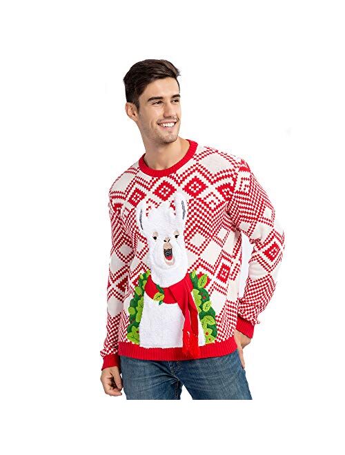 JOYIN Men's Christmas Fuzzy Llama Alpaca Ugly Sweater for Holiday or Birthday Gift