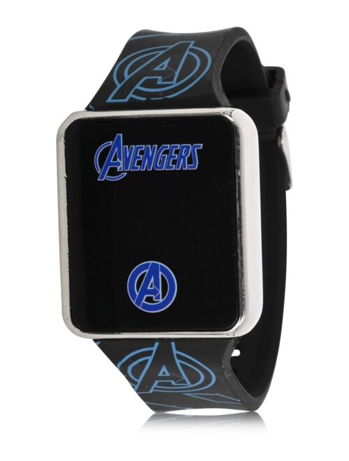 Accutime Avengers Kid's Touch Screen Black Silicone Strap LED Watch, 36mm x 33 mm