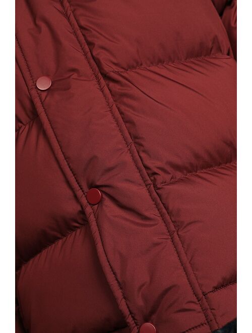 Lulus Fight the Frost Burgundy Hooded Puffer Jacket