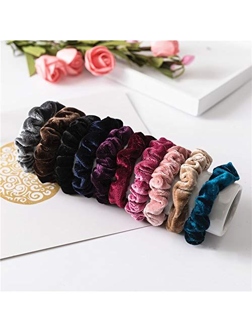 Small Scrunchies for Hair, Funtopia 24 Pcs Colorful Velvet Hair Ties for Thick Hair, Soft Mini Velvet Hair Scrunchies Elastic Hair Ties Ponytail Holders Rubber Bands Hair