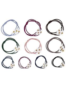 20 Pcs Pearl Hair Ties 10 Colors Hair Ring with Beads Hair Bands Ropes Hair Elastic Bracelet Ponytail Holder Korean Hair Accessories for Women and Girls