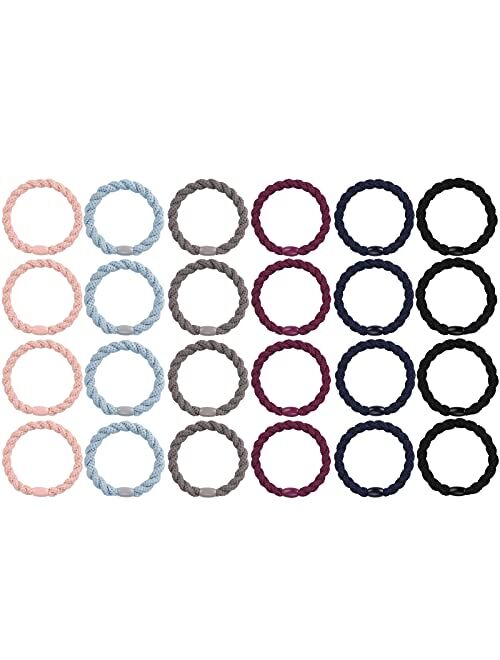 Hair Ties for Women Girls, Funtopia 24 Pcs Colorful Elastics Hair Bands Ponytail Holders Bracelet Hair Ties for Thick Hair, Soft No Damage Sports Hair Ties with Bead, Bul