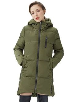 Women's Stylish Down Jacket Hooded Winter Coat Two-Way Zipper Puffer Jacket