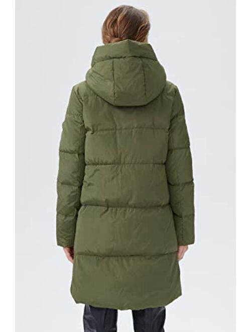 Orolay Women's Stylish Down Jacket Hooded Winter Coat Two-Way Zipper Puffer Jacket