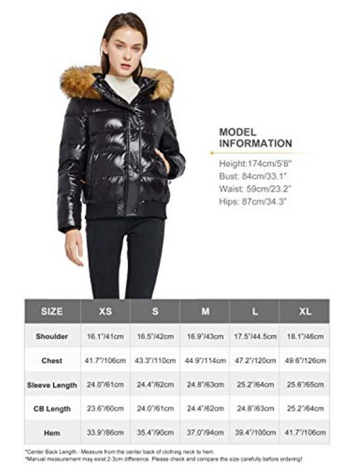 Orolay Women's Thickened Winter Bubble Down Coat Shiny Puffer Jacket with Fur Hood