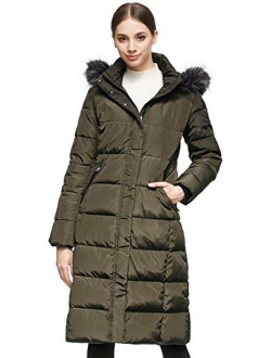 Women's Quilted Down Jacket Winter Long Coat Hooded Stand Collar Parka