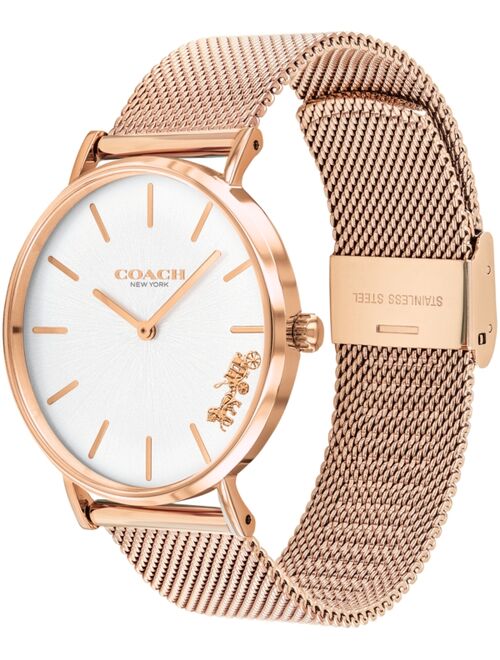 Coach Women's Perry Rose Gold-Tone Stainless Steel Mesh Bracelet Watch 36mm