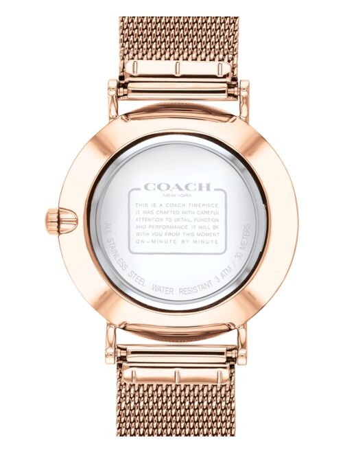 Coach Women's Perry Rose Gold-Tone Stainless Steel Mesh Bracelet Watch 36mm
