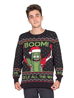 Ripple Junction Rick and Morty Boom! PickleRick Adult Ugly Christmas Sweater