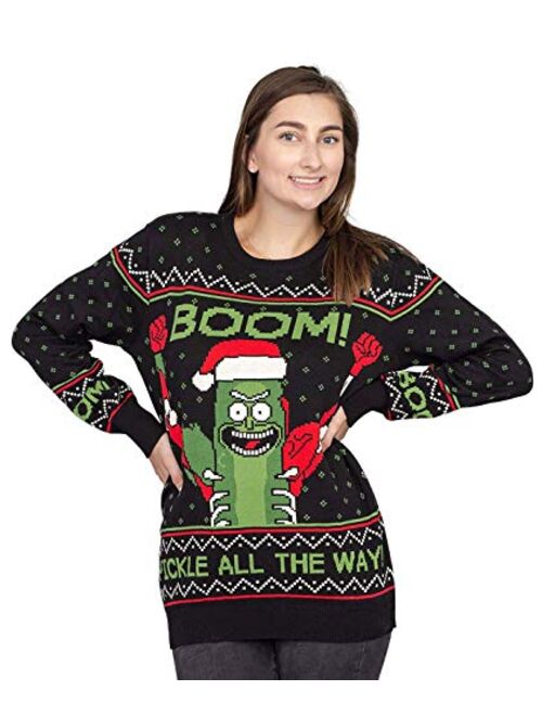 Ripple Junction Rick and Morty Boom! PickleRick Adult Ugly Christmas Sweater