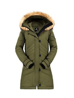 Women's Hooded Slim Puffer Jacket Quilted Mid Length Winter Down Coat