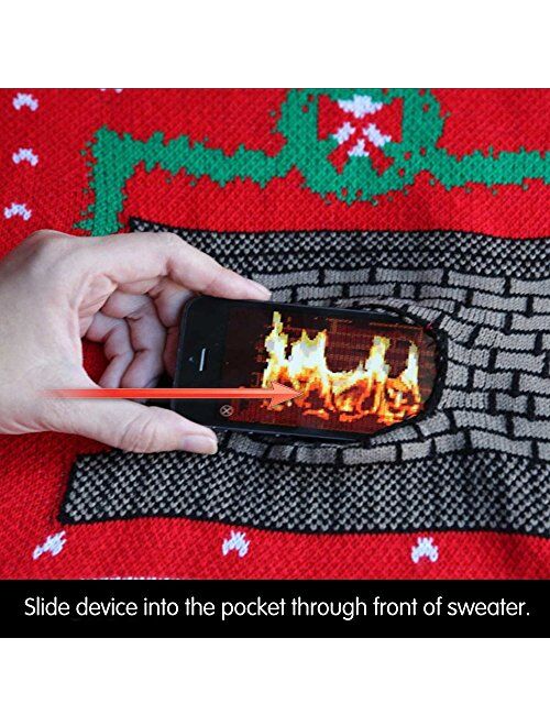 Morph Men's Digital Dudz Fireplace Ugly Christmas Sweater