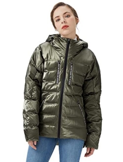 Women Warm Down Jacket with Hood Unique Quilting Coat