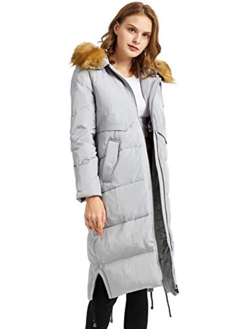 Orolay Women's Winter Drawstring Down Coat Removable Faux Fur