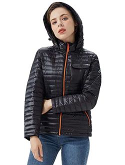 Women's Light Down Jacket Packable Winter Coat Hooded Cropped Puffer Jacket