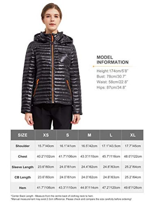 Orolay Women's Light Down Jacket Packable Winter Coat Hooded Cropped Puffer Jacket