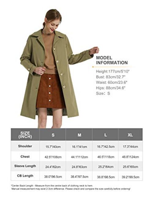 Orolay Women's Long Double Breasted Trench Coat with Belt Midi Length Overcoat