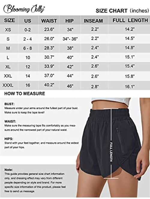 Blooming Jelly Womens High Waisted Running Shorts Athletic Workout Shorts Quick Dry Pants with Zipper Pocket