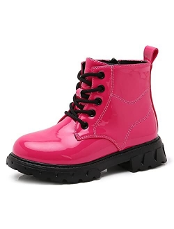 Boys Girls Waterproof Outdoor Ankle Boots Side Zipper Lace-Up Combat Boots for Kids (Toddler/Little Kid/Big Kid)