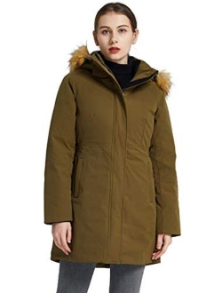 Women's Hooded Down Jacket Stand Collar Winter Coat Windproof Parka