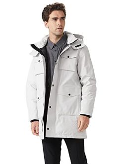 OrolayMen'sWindproofDownCoat Hooded Winter Parka ThickenJacketwithMulti-Pockets