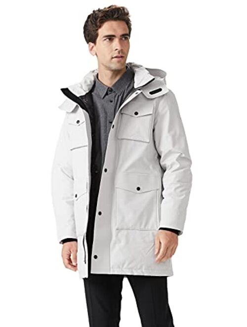 Orolay Men's Windproof Down Coat Hooded Winter Parka Thicken Jacket with Multi-Pockets